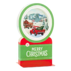 Hallmark Red Truck Snow Globe Musical 3D Pop-Up Christmas Card With Motion -Hallmark Decoration Store Red Truck Snowglobe 3D PopUp Music Motion Christmas Card 1299XOD9992 03