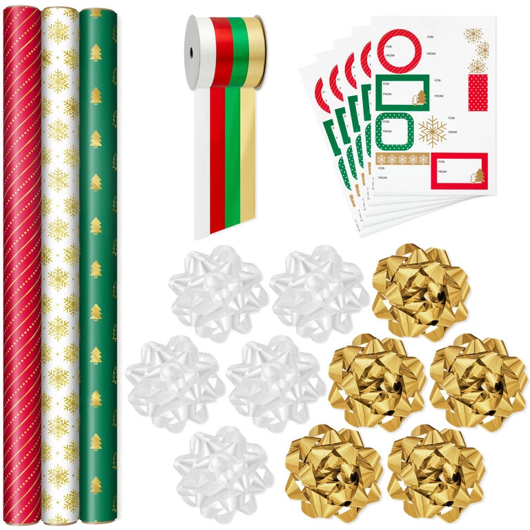 Hallmark Christmas Gift Wrap Kit With Wrapping Paper, Bows, Ribbons And Tags 3 Hallmark Christmas Gift Wrap Kit With Wrapping Paper, Bows, Ribbons And Tags