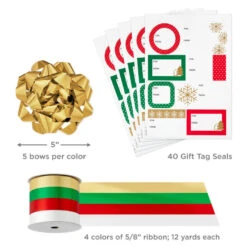 Hallmark Christmas Gift Wrap Kit With Wrapping Paper, Bows, Ribbons And Tags 17 Hallmark Christmas Gift Wrap Kit With Wrapping Paper, Bows, Ribbons And Tags -Hallmark Decoration Store RedWhiteGreen 3Roll Holiday Wrapping Paper Set 5JXW1200 08