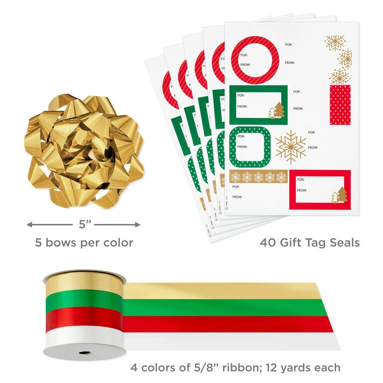 Hallmark Christmas Gift Wrap Kit With Wrapping Paper, Bows, Ribbons And Tags 10 Hallmark Christmas Gift Wrap Kit With Wrapping Paper, Bows, Ribbons And Tags - Image 8