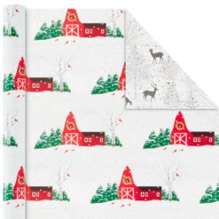 Hallmark Rustic Winter 3-Pack Reversible Metallic Christmas Wrapping Paper, 120 Sq. Ft. -Hallmark Decoration Store Rustic Winter Reversible Christmas Wrapping Paper 5JXW1034 06