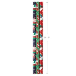 Hallmark Santa Fun 3-Pack Christmas Wrapping Paper Assortment, 120 Sq. Ft. -Hallmark Decoration Store Santa Fun Hallmark Mahogany Christmas Wrapping Paper 5JXW1037 04
