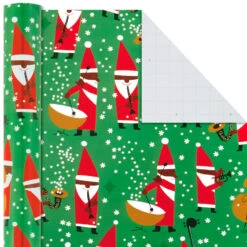 Hallmark Santa Fun 3-Pack Christmas Wrapping Paper Assortment, 120 Sq. Ft. -Hallmark Decoration Store Santa Fun Hallmark Mahogany Christmas Wrapping Paper 5JXW1037 06