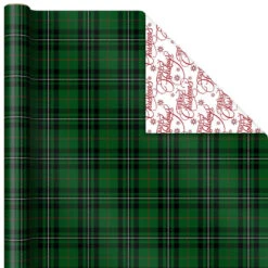 Hallmark Christmas Classics 3-Pack Reversible Wrapping Paper Assortment, 120 Sq. Ft. -Hallmark Decoration Store Santa and Plaids Assorted Reversible Gift Wrap 5JXW1070 05
