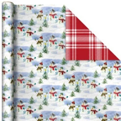 Hallmark Christmas Classics 3-Pack Reversible Wrapping Paper Assortment, 120 Sq. Ft. -Hallmark Decoration Store Santa and Plaids Assorted Reversible Gift Wrap 5JXW1070 06