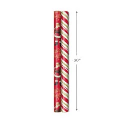 Hallmark Santa And Stripes 2-Pack Christmas Wrapping Paper Assortment, 160 Sq. Ft. -Hallmark Decoration Store Santa and Stripes Assorted Christmas Wrapping Paper 5JXW1055 04