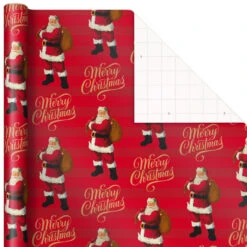 Hallmark Santa And Stripes 2-Pack Christmas Wrapping Paper Assortment, 160 Sq. Ft. -Hallmark Decoration Store Santa and Stripes Assorted Christmas Wrapping Paper 5JXW1055 05