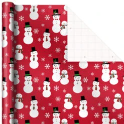 Hallmark Snow Merry 3-Pack Foil Christmas Wrapping Paper Assortment, 60 Sq. Ft. -Hallmark Decoration Store Snowmen and Plaid Foil Christmas Wrapping Paper 5JXW1061 06
