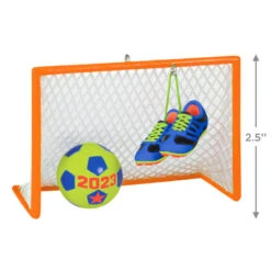 Hallmark Soccer Star 2023 Ornament -Hallmark Decoration Store Soccer Goal Shoes and Ball Keepsake Ornament 1399QGO2689 03