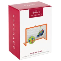 Hallmark Soccer Star 2023 Ornament -Hallmark Decoration Store Soccer Goal Shoes and Ball Keepsake Ornament 1399QGO2689 04