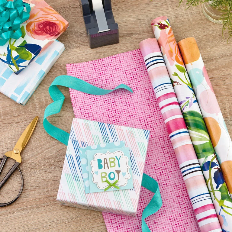 Hallmark Watercolor Tones 3-Pack Reversible Wrapping Paper, 75 Sq. Ft. Total 4 Hallmark Watercolor Tones 3-Pack Reversible Wrapping Paper, 75 Sq. Ft. Total - Image 2