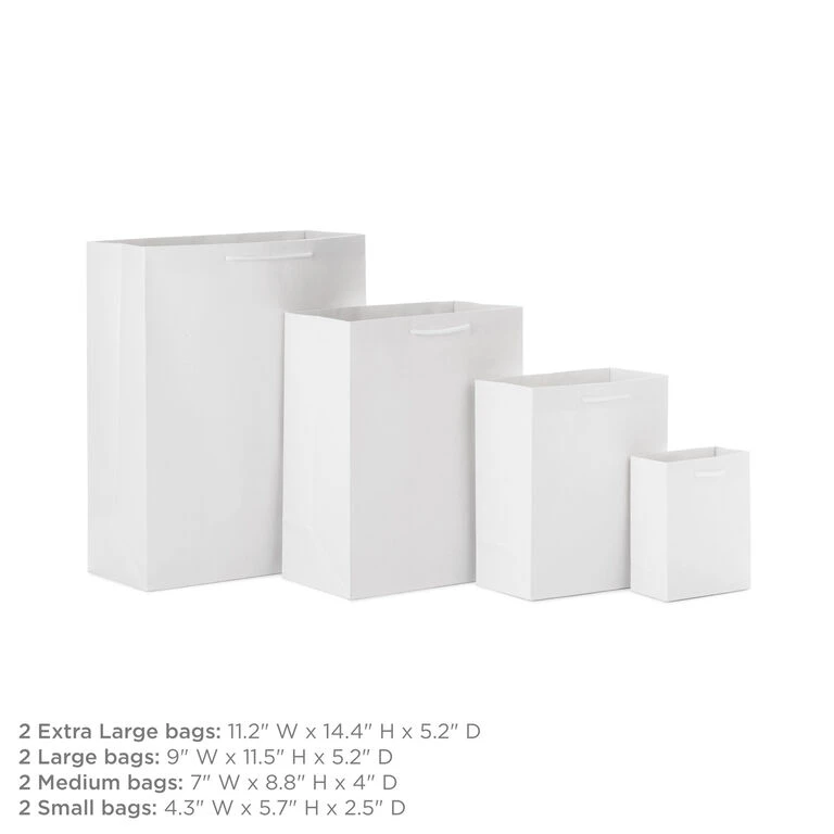 Hallmark White Assorted Sizes 8-Pack Gift Bags 4 Hallmark White Assorted Sizes 8-Pack Gift Bags - Image 2