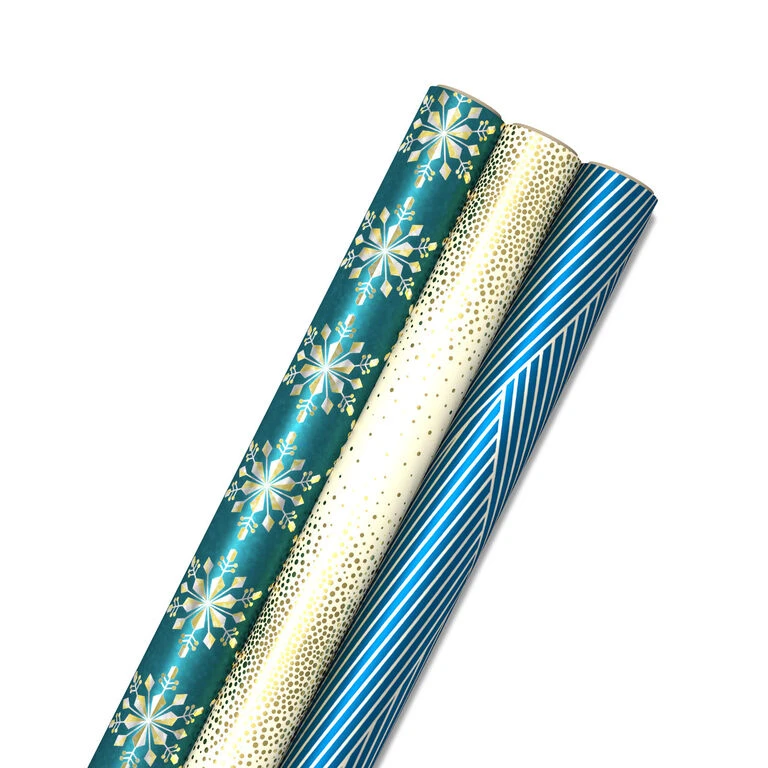 Hallmark Winter Glow 3-Pack Christmas Wrapping Paper Assortment, 80 Sq. Ft. 3 Hallmark Winter Glow 3-Pack Christmas Wrapping Paper Assortment, 80 Sq. Ft.