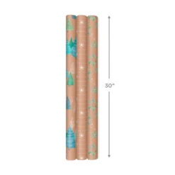 Hallmark Winter Nature Kraft Prints 3-Pack Christmas Wrapping Paper, 90 Sq. Ft. -Hallmark Decoration Store Winter Nature 3Pack Christmas Wrapping Paper 5JXW1051 04
